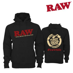 RAW - Black pullover hoodie - Small